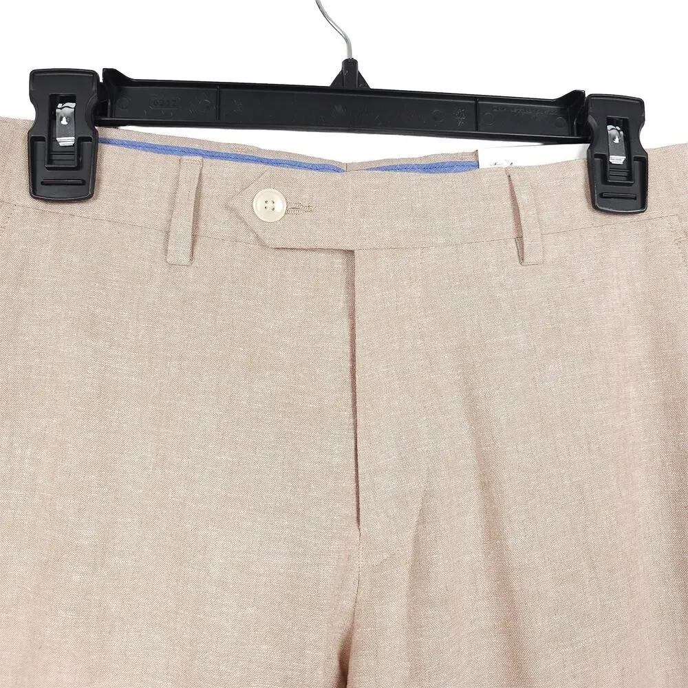 Tommy Hilfiger Mens Modern Fit Dress Pants 30x32 Tan Solid Linen Cotton Blend - Picture 7 of 11